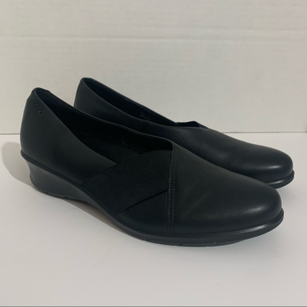 SOLD! SOLD! Ecco Black Wedge “Felicia” Slip On Loafers